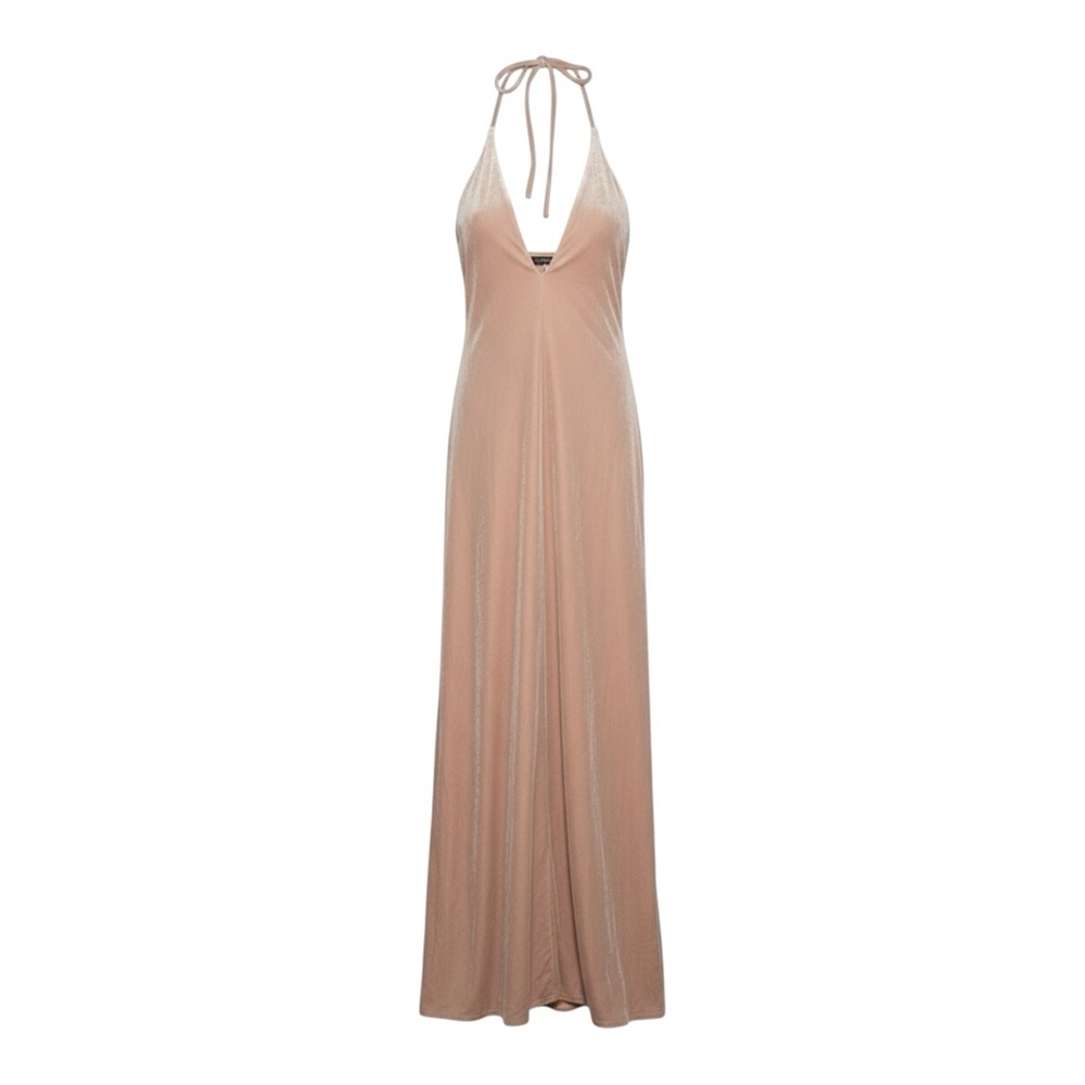 Elegant Velvet Halter Maxi Dress